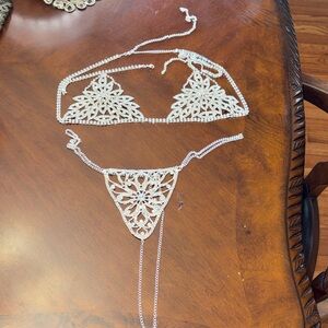 Sexy Sparkling Rhinestone Bikini Top and Bottom